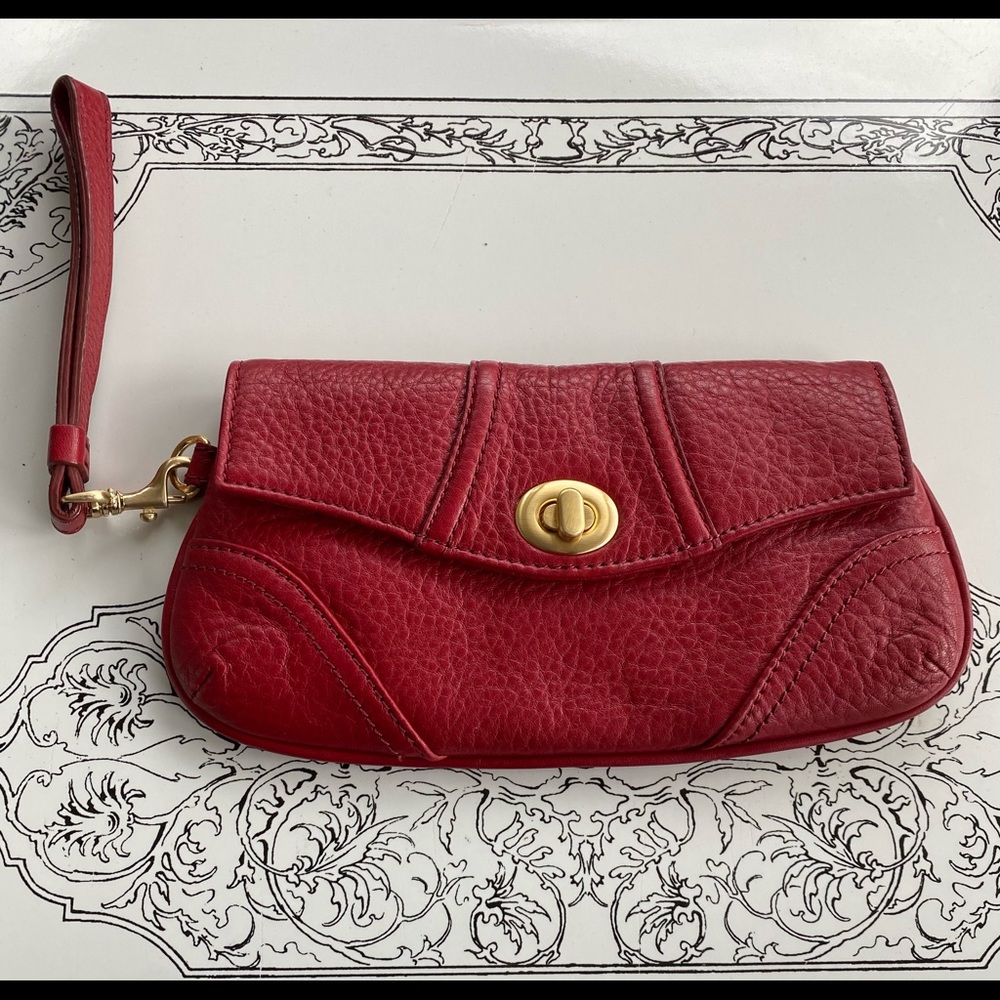 TALBOTS RED LEATHER WRISTLET